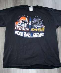 Vintage 90S Clothing NFL Baltimore Ravens Cleveland Browns Football Puma Men T-Shirt with American University Shirt