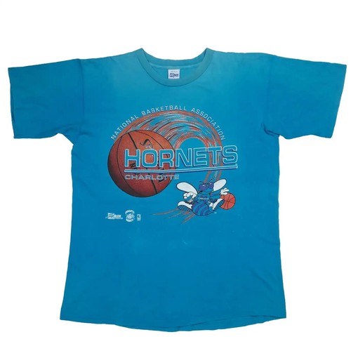 Vintage 90'S Faded Distressed Hornets Charlotte T-Shirt - Gift For NBA Fans