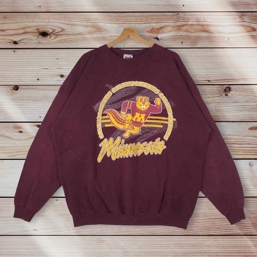 Vintage 90S Minnesota Golden Gophers Crewneck Sweatshirt, Excellent Sports Team Gift, Sports College Student