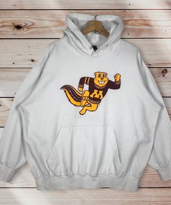 Vintage 90S Minnesota Golden Gophers NCAA Pullover Hoodie Printed Big Logo, Minnesota Sweater Pullover