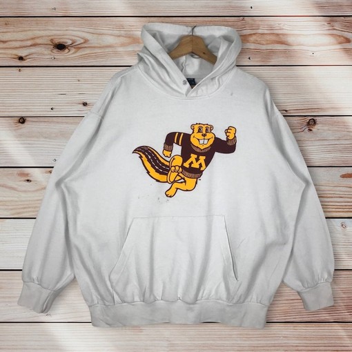 Vintage 90S Minnesota Golden Gophers NCAA Pullover Hoodie Printed Big Logo, Minnesota Sweater Pullover