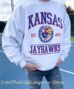 Vintage 90S University Of Kansas Crewneck Sweatshirt with Kansas Jayhawks Hoodie, NCAA Shirts for Men and Women