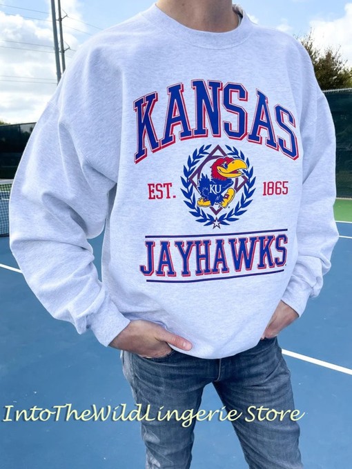 Vintage 90S University Of Kansas Crewneck Sweatshirt with Kansas Jayhawks Hoodie, NCAA Shirts for Men and Women