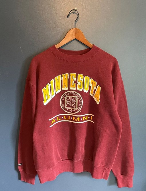 Vintage 90S University Of Minnesota Crewneck Sweatshirt Hoodie, Ideal For Minnesota University Football Fans