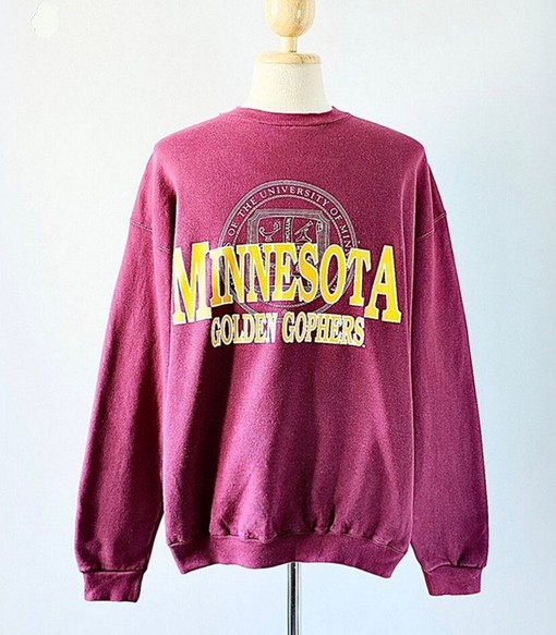 Vintage 90S University Of Minnesota Gophers Golden Sweatshirt, Ideal Gift For Her or Him