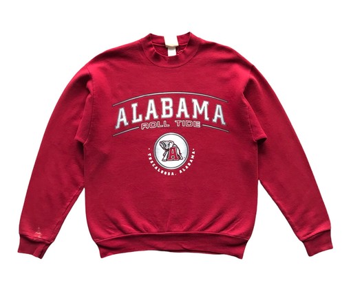 Vintage 90s Alabama Roll Tide University Of Alabama Crimson Tide Sweatshirt Hoodie Shirt Full Size
