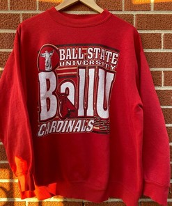 Vintage 90s Ball State University Cardinals NCAA Graphic Crewneck Sweatshirt - Unisex Apparel