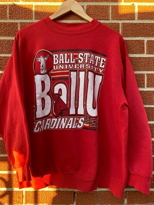 Vintage 90s Ball State University Cardinals NCAA Graphic Crewneck Sweatshirt - Unisex Apparel