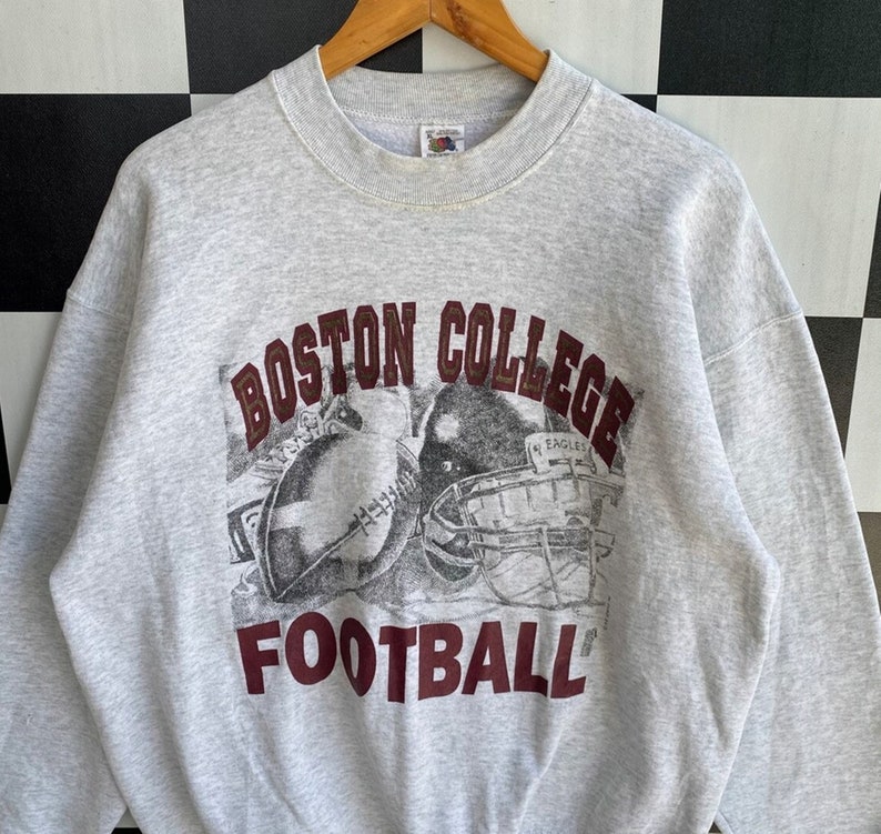 Vintage 90s Boston College Football Sweatshirt - Gift for Her or Him - Image 2