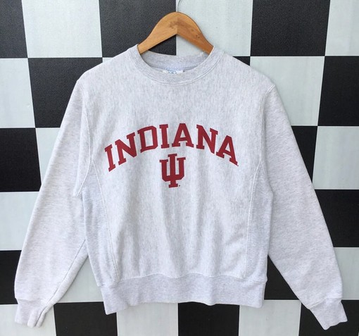 Vintage 90s Champion Indiana University Sweatshirt, Big Logo Champion Indiana University Pullover Shirt