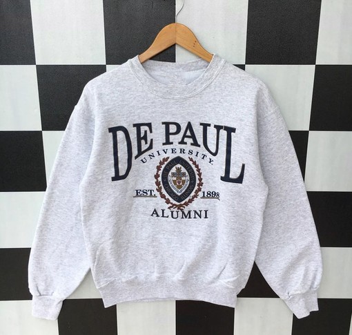 Vintage 90s De Paul University Chicago Sweatshirt, T shirt, Hoodie, College Shirts