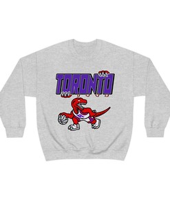 Vintage 90's Dinosaur NBA Sweatshirt Hoodie Shirt for Toronto Raptors Fans