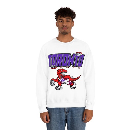 Vintage 90's Dinosaur NBA Sweatshirt Hoodie Shirt for Toronto Raptors Fans - Image 2