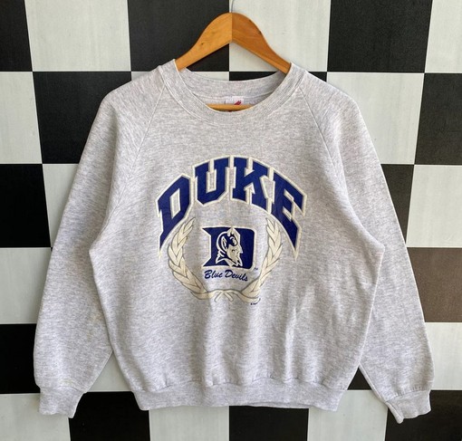 Vintage 90s Duke University Sweatshirt Crewneck, Blue Devils Duke University Pullover Shirt with Classic Design