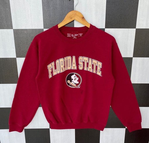 Vintage 90s Florida State Sweatshirt - Jumper Florida State Crewneck - Big Logo Florida State Pullover Shirt