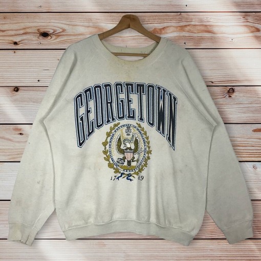 Vintage 90s Georgetown University Hoyas Crewneck Sweatshirt - NCAA Shirts for Men and Women