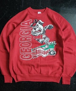 Vintage 90s Georgia Bulldogs Football Sweatshirt and T-Shirt Set - NCAA Shirts for Kids and Adults