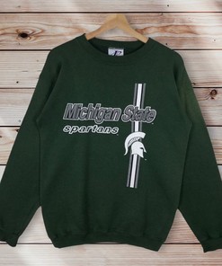 Vintage 90s Logo Athletic Michigan State University Spartans Crewneck Sweatshirt and Sweater Pullover - NCAA Shirts