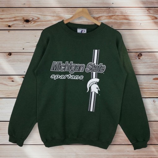 Vintage 90s Logo Athletic Michigan State University Spartans Crewneck Sweatshirt and Sweater Pullover - NCAA Shirts