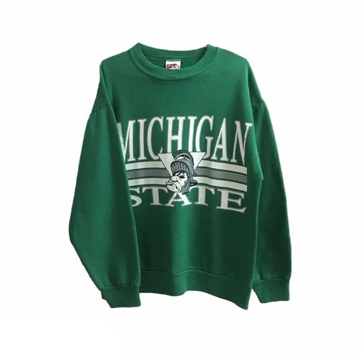 Vintage 90s Michigan State Spartans Football Sweatshirt - NCAA Fan Gear for Fans