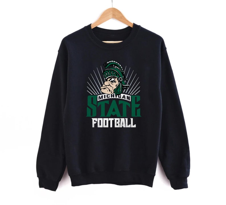 Vintage 90s Michigan State Sweatshirt Hoodie Shirt, Retro MSU Apparel Gift with NCAA Shirts for Men
