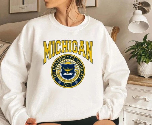 Vintage 90s Michigan Wolverines Sweatshirt or Hoodie Shirt, Retro U of M Apparel Gift with State University Shirt