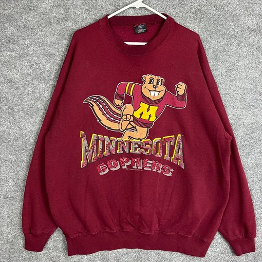 Vintage 90s Minnesota Golden Gophers Sweatshirt Big Graphic Crewneck for Football Lover Gifts