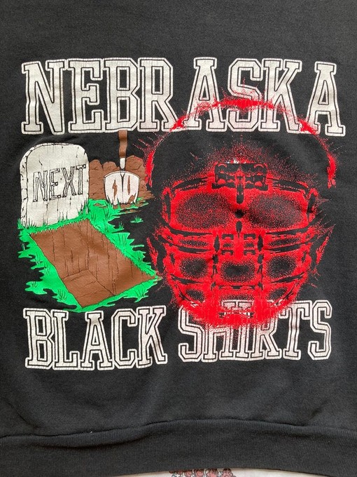Vintage 90's Nebraska Black Shirts Sweatshirt Hoodie, NCAA Gist Fans Football - Image 2