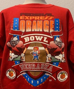 Vintage 90's Nebraska Cornhuskers 1993 Federal Express Orange Bowl Sweatshirt Hoodie, NCAA Apparel