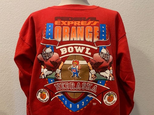 Vintage 90's Nebraska Cornhuskers 1993 Federal Express Orange Bowl Sweatshirt Hoodie, NCAA Apparel