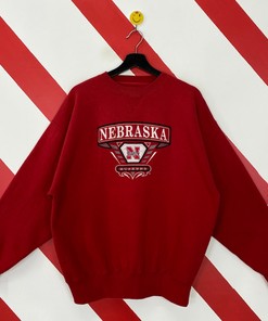 Vintage 90s Nebraska Cornhuskers Crewneck, University Nebraska Sweater with Retro Print NCAA Shirts