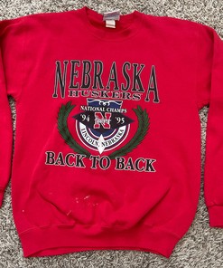 Vintage 90's Nebraska Huskers Back to Back Champs Sweatshirt Hoodie, NCAA Apparel