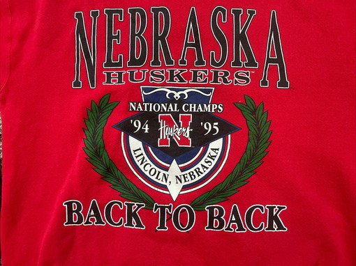 Vintage 90's Nebraska Huskers Back to Back Champs Sweatshirt Hoodie, NCAA Apparel - Image 2