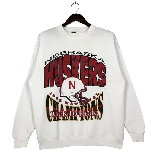Vintage 90s Nebraska Huskers Sweatshirt with 1995 Nebraska Huskers Champion Print and T-Shirt - NCAA Shirts.