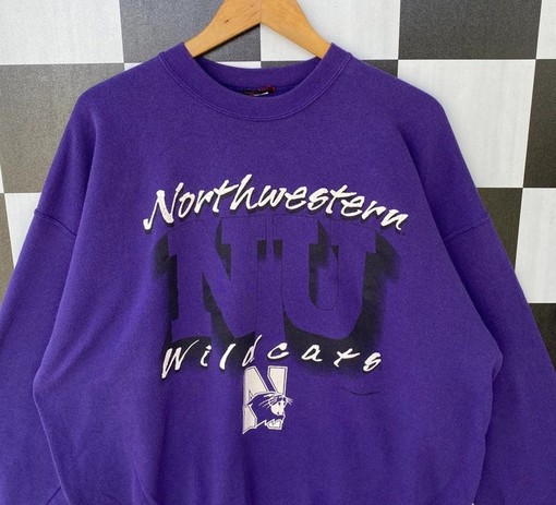 Vintage 90s Northwestern Wildcats Sweatshirt, Retro NCAA Shirts, Gift For Her, Gift For Him, Hoodie - Image 2