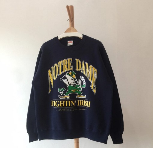 Vintage 90s Notre Dame Fighting Irish Crewneck Sweatshirt, Authentic Sweatshirt