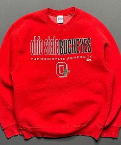 Vintage 90s Ohio State University Crewneck T-Shirt Sweatshirt Pullover Hoodie with Full Color and Full Size Print