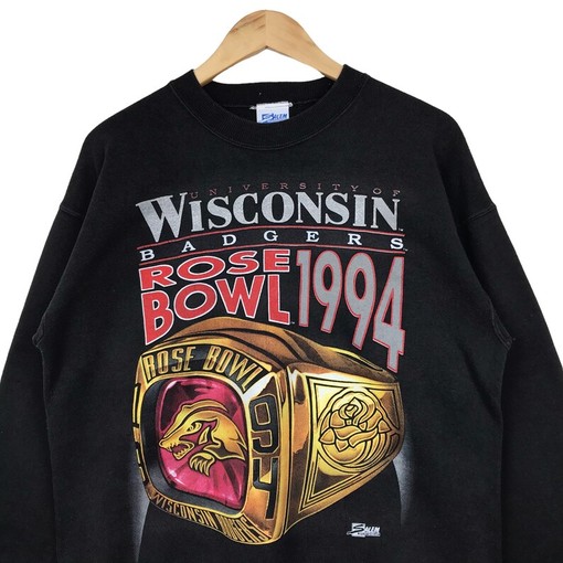 Vintage 90s Rose Bowl Big Logo Wisconsin Badgers Mascot Crewneck Sweatshirt - NCAA Apparel - Image 2