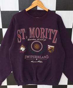 Vintage 90s St. Moritz Switzerland Sweatshirt, Unisex Shirt, Hoodie, Sport Shirts Girls