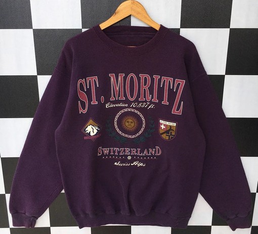 Vintage 90s St. Moritz Switzerland Sweatshirt, Unisex Shirt, Hoodie, Sport Shirts Girls