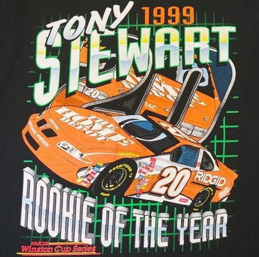 Vintage 90s Tony Stewart NASCAR Rookie of the Year Tee Shirt, Retro NASCAR Shirts, Hoodie - Image 2