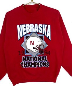 Vintage 90s University Of Nebraska Cornhuskers National Champs Sweatshirt and Retro T-Shirt with NCAA Print NCAA Shirts