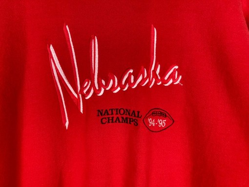 Vintage 90s University Of Nebraska Huskers Football Sweatshirt Reprint Pullover Crewneck NCAA Retro Shirt - Image 2