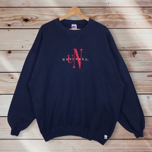 Vintage 90s University Of Nebraska Sweatshirt - Embroidery Logo Nebraska Pullover Clothing - NCAA Shirt