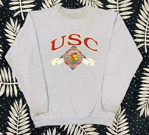 Vintage 90s University USC Trojans Sweatshirt, NCAA Shirts Women, Hoodie, Retro NCAA Shirts
