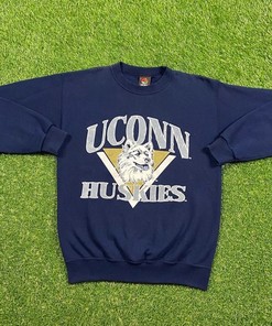 Vintage 90s University of Connecticut Huskies UCONN Crewneck Sweatshirt, NCAA Shirts for Men, Hoodie
