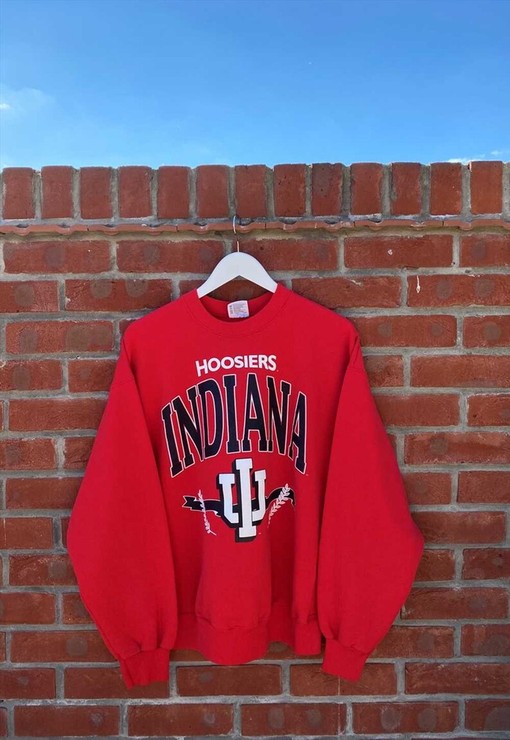 Vintage 90s University of Indiana Hoosiers Crewneck Sweatshirt T-Shirts for NCAA Fans
