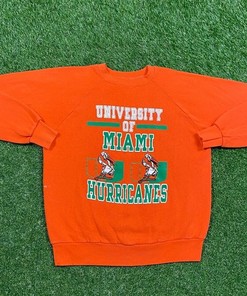 Vintage 90s University of Miami Hurricanes Sweatshirt, T-Shirt, Hoodie Set - NCAA Shirts