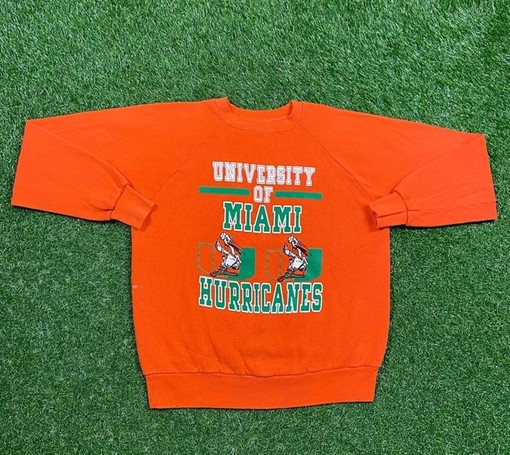 Vintage 90s University of Miami Hurricanes Sweatshirt, T-Shirt, Hoodie Set - NCAA Shirts