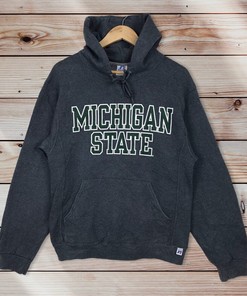 Vintage 90s University of Michigan State Pullover Hoodie and Sweater - Unisex Clothing and NCAA Shirts for Men and Women